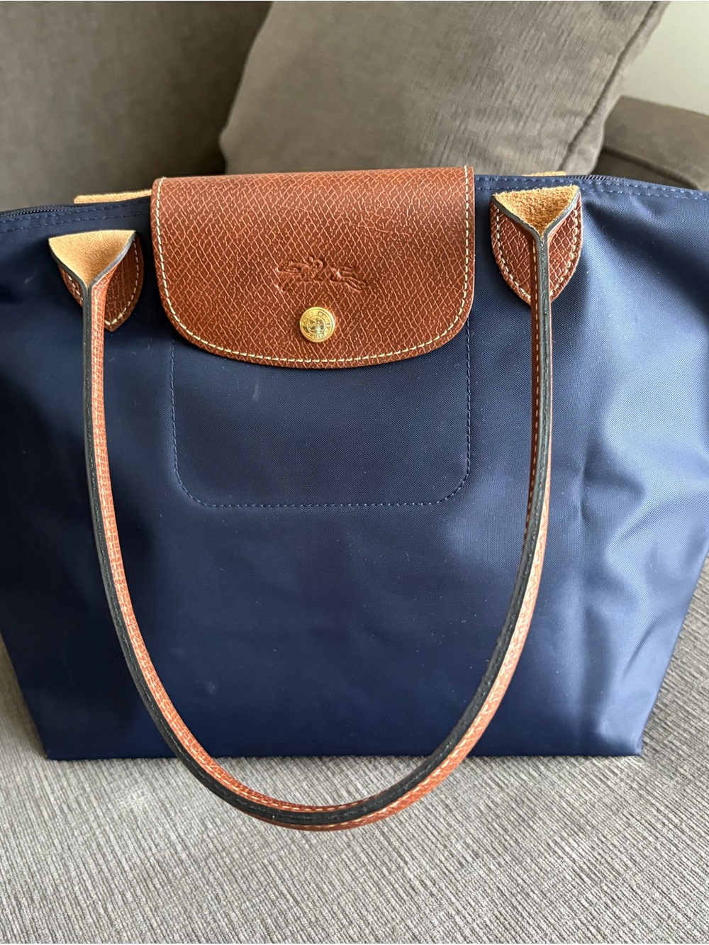 Longchamp Navy and Brown Tote size medium